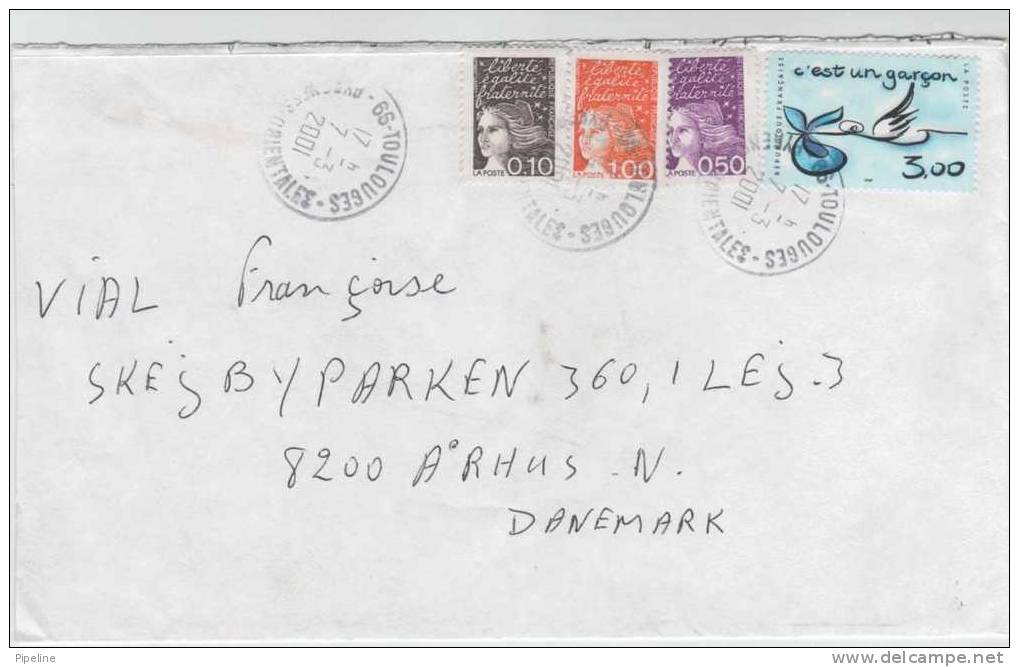 France Cover Sent To Denmark Toulouges 7-3-2001 - Covers & Documents