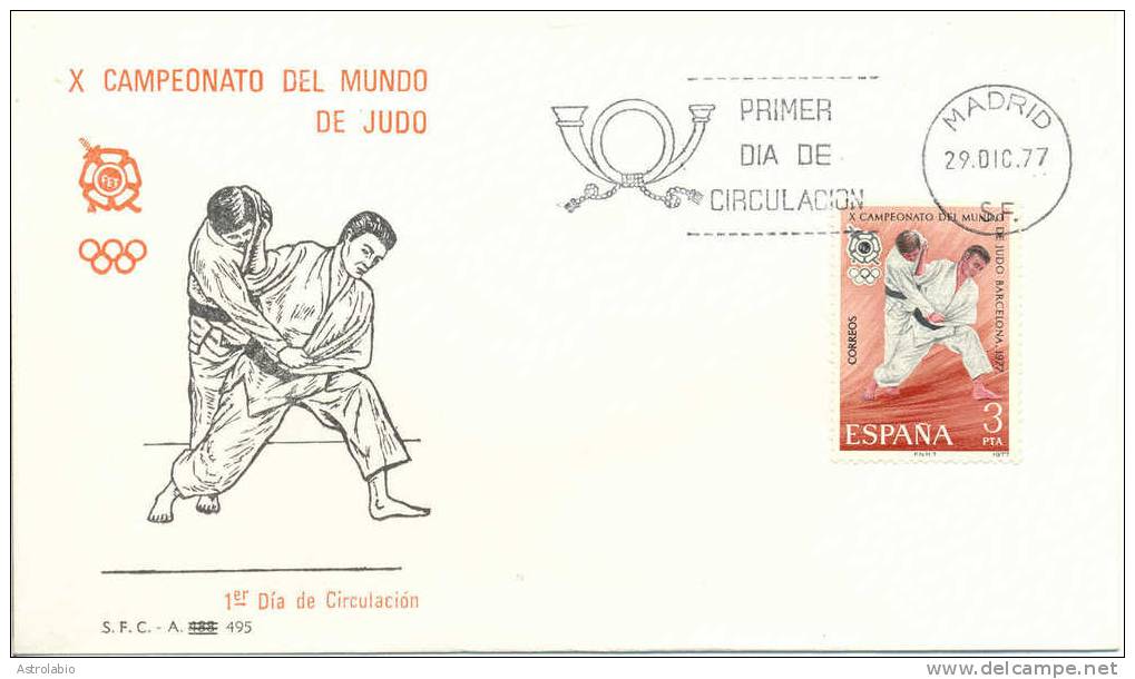 Espagne FDC 1977 " 10º  Championnats Du Monde De Judo à Barcelone " Yvert 2095 - Wrestling