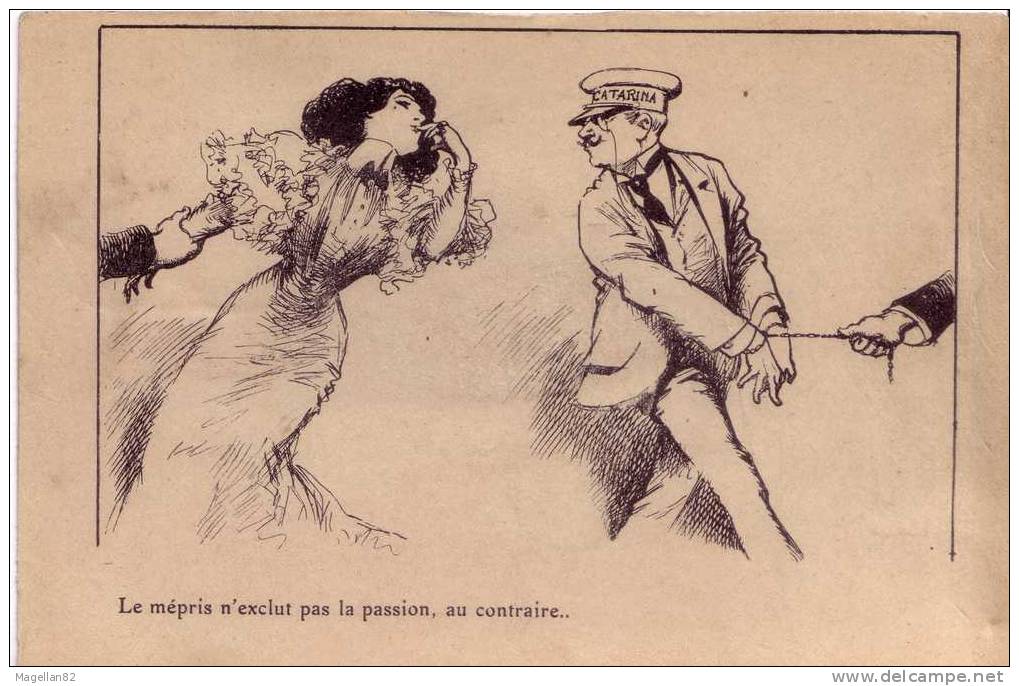 CPA.LA JEUNE FILLE &  HOMME  MENOTTÉ . UNE ARRESTATION . PRISONNIER. DESSIN . - Humour