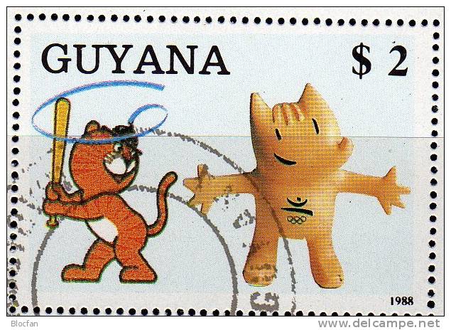 Sommer Olympiade Barcelona GUYANA 2496+Block 47 O 10€ Sport-Event 1992 Maskottchen Hodori Cobi Sheet Olympic Bf America - Ete 1992: Barcelone