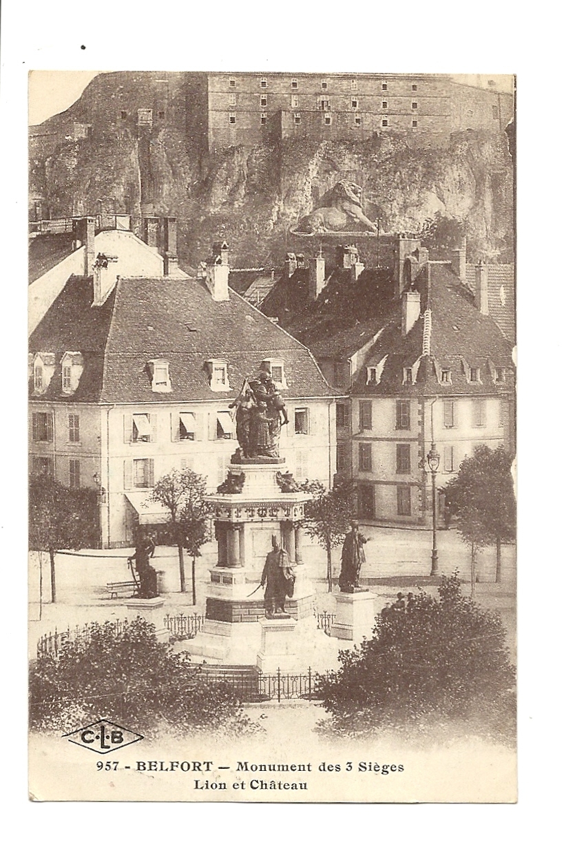 Cp, 90, Belfort, Monument Des 3 Sièges, Lion Et Château, écrite - Belfort – Le Lion