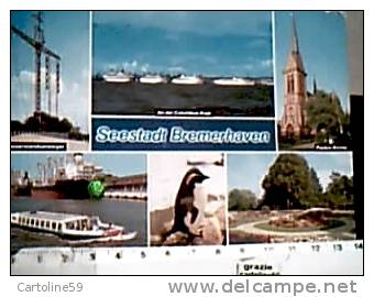 GERMANY ALLEMAGNE BREMERHAVEN NAVE IN PORTO SHIP CARGO E PINGUINO  KRALLI VB1990  CU17654 - Bremerhaven