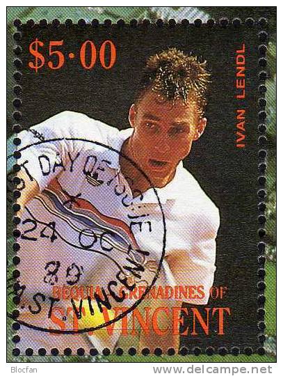 Ivan Lendl Tennis-Sport 1988 Grenadinen Of St.Vincent Block 10 ** Plus O 22€ Tennis-Spieler Spielwiese Sheet Bf Caribic - St.Vincent (1979-...)