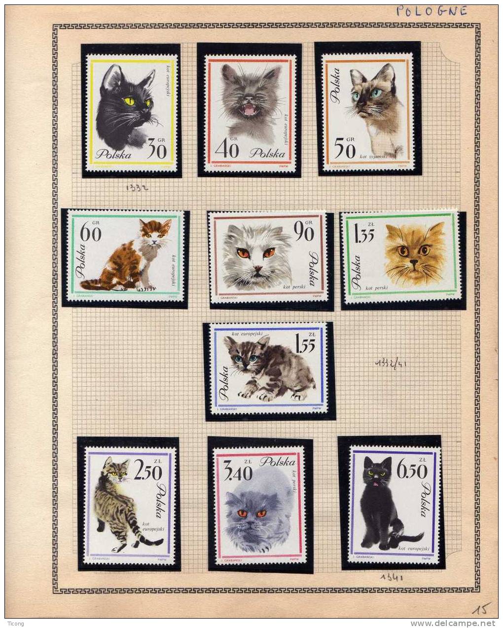 POLOGNE 10 PAGES DE TIMBRES NEUF SANS CHARNIERE ( THEMATIQUE SPORT, CHATS , FLEURS, BATEAUX, POISSONS, OISEAUX, CHEVAUX) - Collections