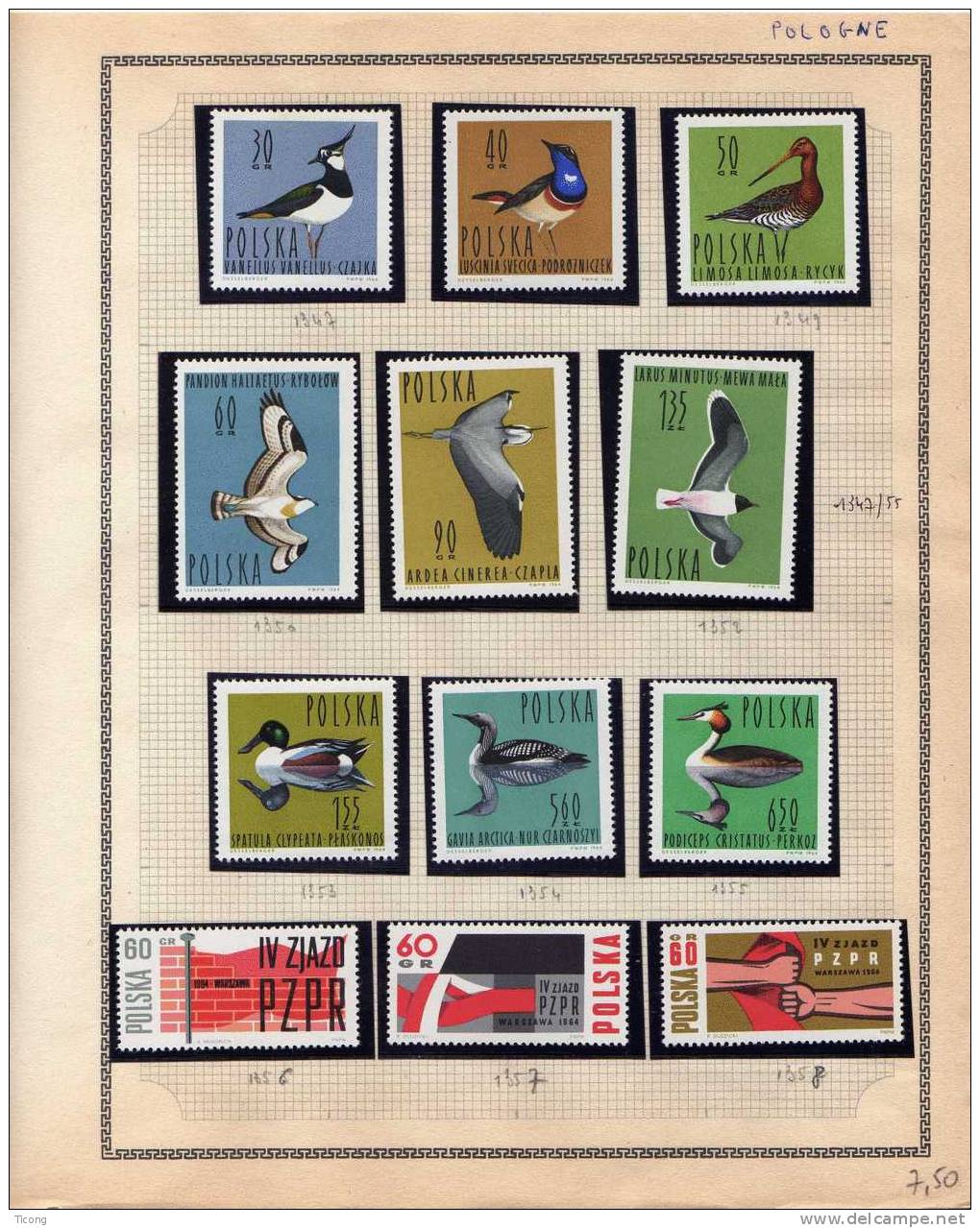 POLOGNE 10 PAGES DE TIMBRES NEUF SANS CHARNIERE ( THEMATIQUE SPORT, CHATS , FLEURS, BATEAUX, POISSONS, OISEAUX, CHEVAUX) - Collections