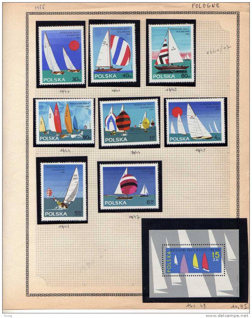 POLOGNE 10 PAGES DE TIMBRES NEUF SANS CHARNIERE ( THEMATIQUE SPORT, CHATS , FLEURS, BATEAUX, POISSONS, OISEAUX, CHEVAUX)