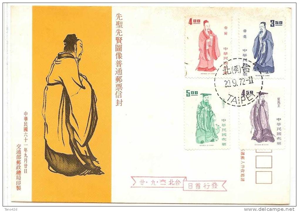 REF LIT9 - GAL OUTR / TAIWAN - ENVELOPPE ILLUSTREE HOMMES CELEBRES TAIPEI 20/9/1972 - Covers & Documents
