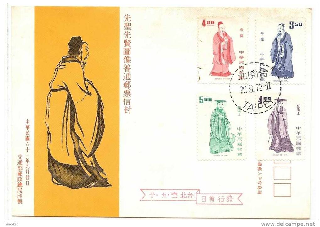 REF LIT9 - GAL OUTR / TAIWAN - ENVELOPPE ILLUSTREE HOMMES CELEBRES TAIPEI 20/9/1972 - Lettres & Documents