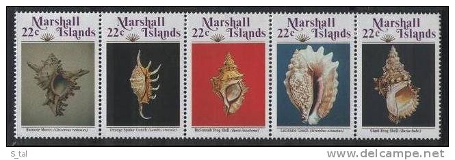MARSHALL ISL  Shells Strip Of 5 Stamps  MNH - Coneshells