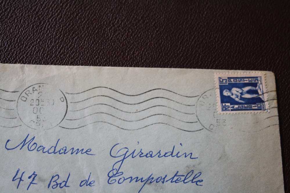 LETTRE :ORAN ALGERIE EX COLONIE FRANCAISE 1953 OMEC FLAMME - Lettres & Documents