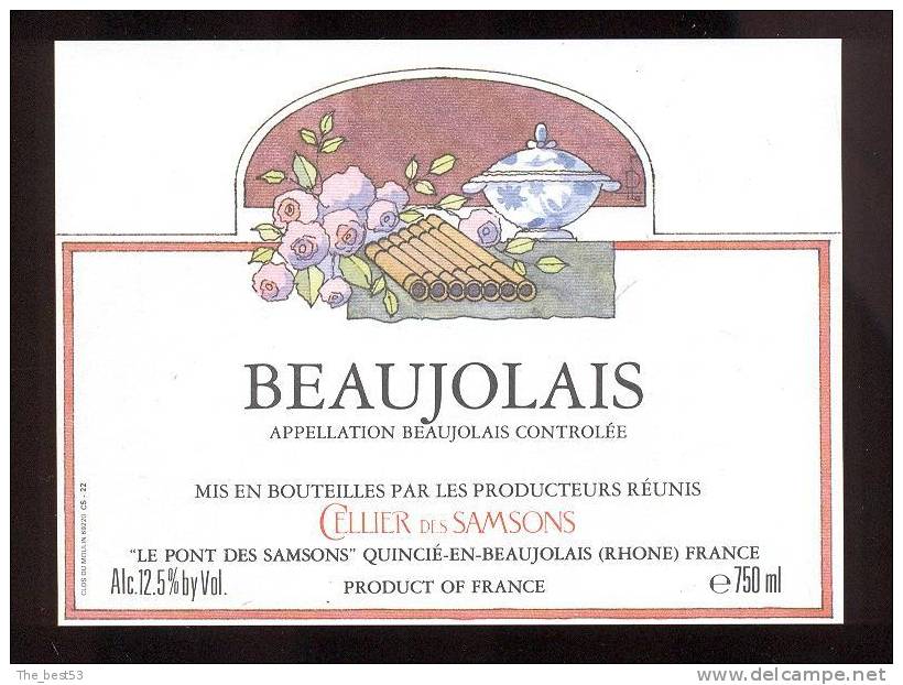 Etiquette De Vin Beaujolais -         Ilustrateur PFo  ? - Musique - Cellier Des Samsons à Quincié En Beaujolais (69) - Musique