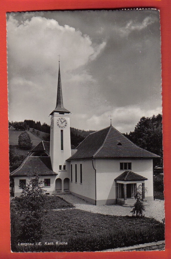 D1122 Emmental Langnau, Katholische Kirche,Kapelle,Chapelle,Eglise.Cachet Langnau 1952 Vers Auvernier.Photoglob 2926 - Langnau Im Emmental