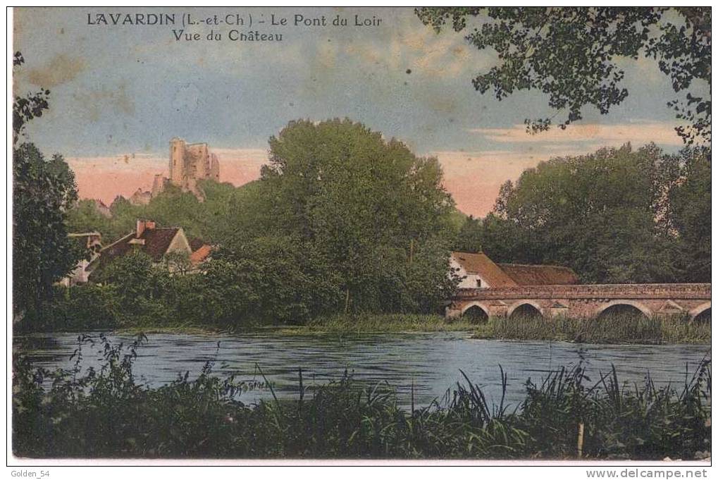 LAVARDIN (L.-et-Ch.) - Le Pont Du Loir - Vue Du Château CPA écrite - Autres & Non Classés