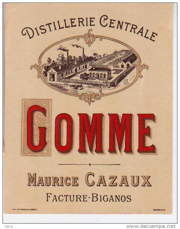 DVP.121/ Gironde - Facture Biganos - Distillerie Centrale Gomme - Maurice Cazaux - Alcohol