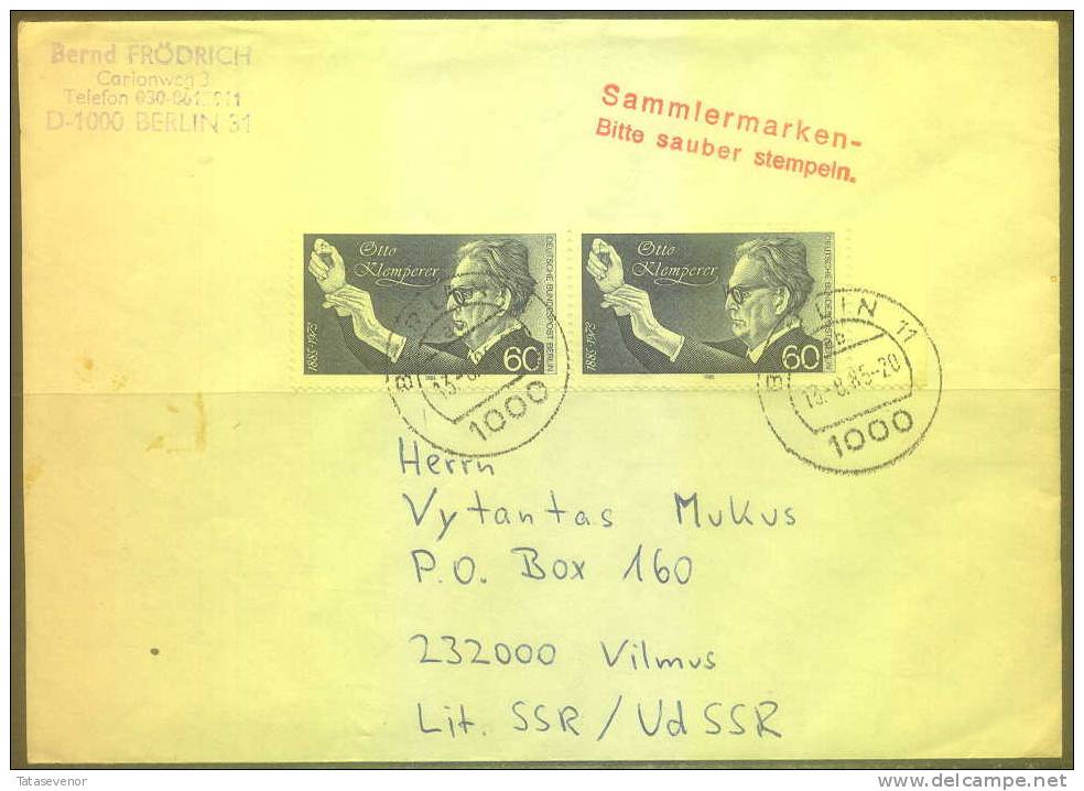 B2 GERMANY DEUTSCHLAND Bedarfsbrief D 013 Cover Postal History Music Personalities - Sonstige & Ohne Zuordnung