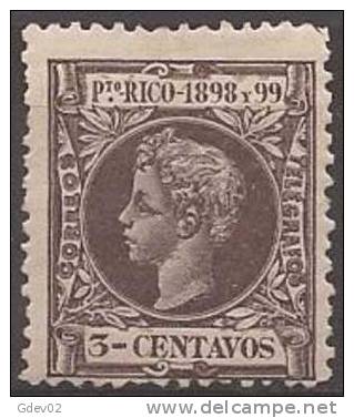 PR137-A730TEU-CG.PUERTO RICO ESPAÑOL . ALFONSO Xlll  1898 (Ed 137*) Con Charnela.MAGNIFICO. - Puerto Rico