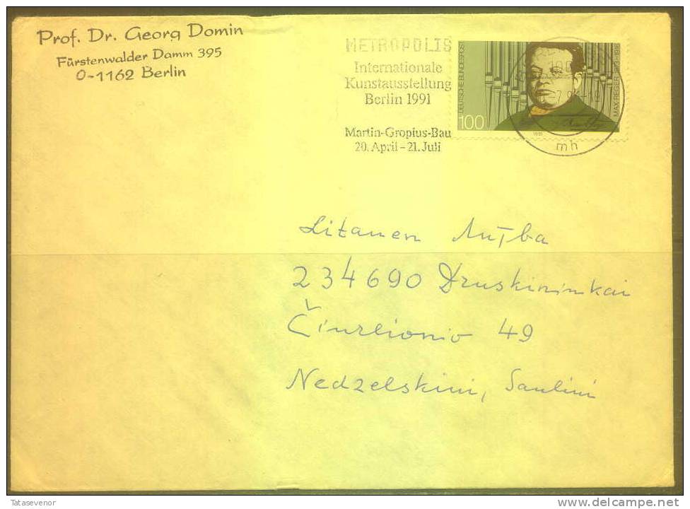 B2 GERMANY Deutschland Bedarfsbrief D 023 Cover Postal History Music Personalities Organ - Sonstige & Ohne Zuordnung