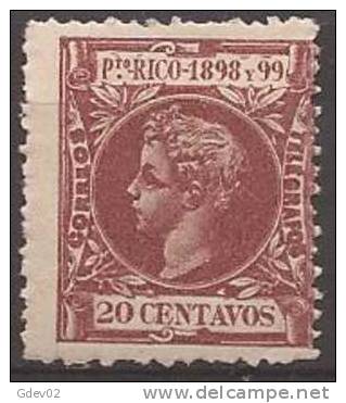 PR144-LA732.PUERTO RICO ESPAÑOL . ALFONSO Xlll  1898 (Ed 144*) Con Charnela.MAGNIFICO. - Puerto Rico