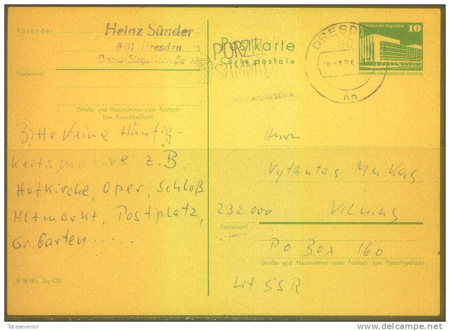 B2 GERMANY Deutschland D DDR Stat 016 Postal History Dresden Slogan Cancellation - Cartes Postales - Oblitérées
