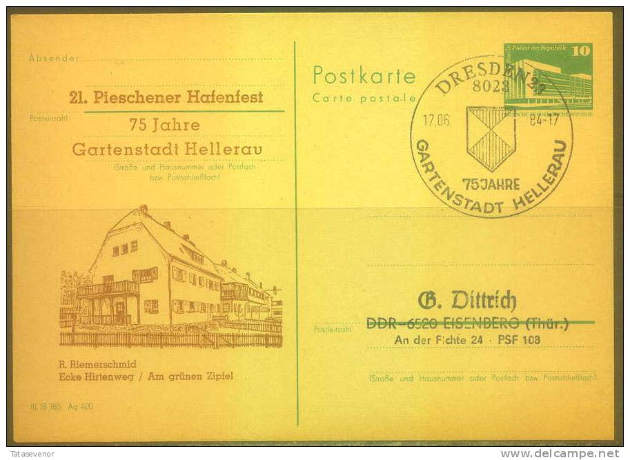 B2 GERMANY Deutschland D DDR Stat 017 Postal History Festival Garden - Cartes Postales - Oblitérées