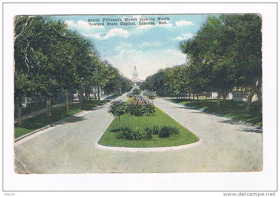 Lincoln, Sout Fifteenth Street Looking North Toward Stat Capitol 1916 - Autres & Non Classés