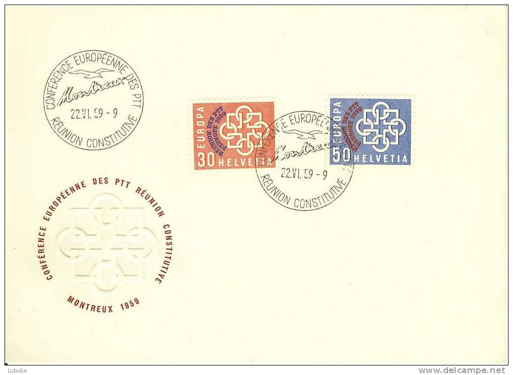 FDC "Konferenz Der Europäischen PTT-Verwaltungen, Montreux"     1959 - Covers & Documents