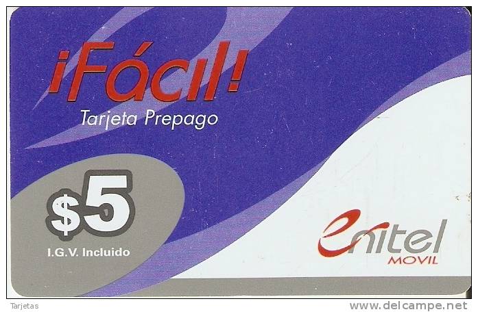 TARJETA DE ENITEL MOVIL  FACIL DE 5$ - Nicaragua