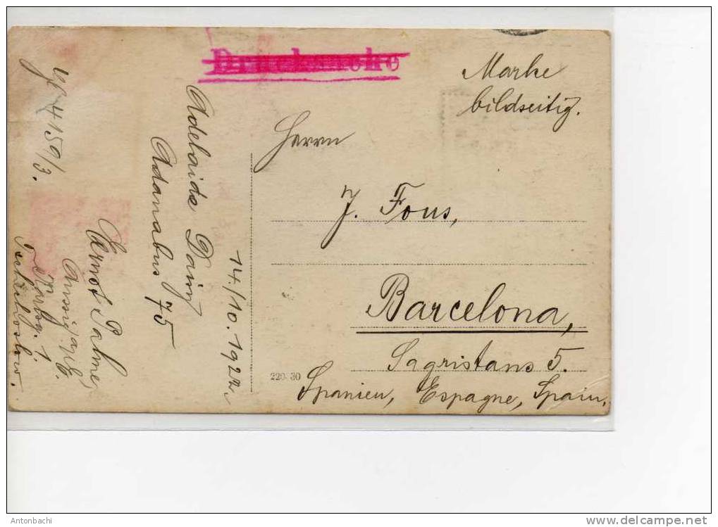 TCHECOSLOVAQUIE- 1920-22 -CARTE POSTALE - AUSSIG À BARCELONA - Cartas & Documentos