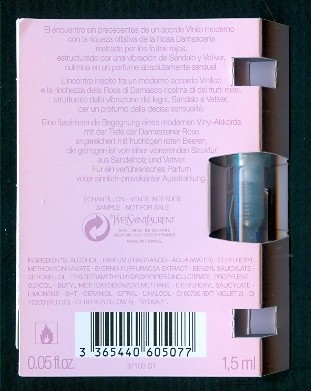 YVES-SAINT-LAURENT, PARISIENNE, Eau De Parfum, Spray, 1,5 Ml, échantillon Tube Sur Carte - Muestras De Perfumes (testers)