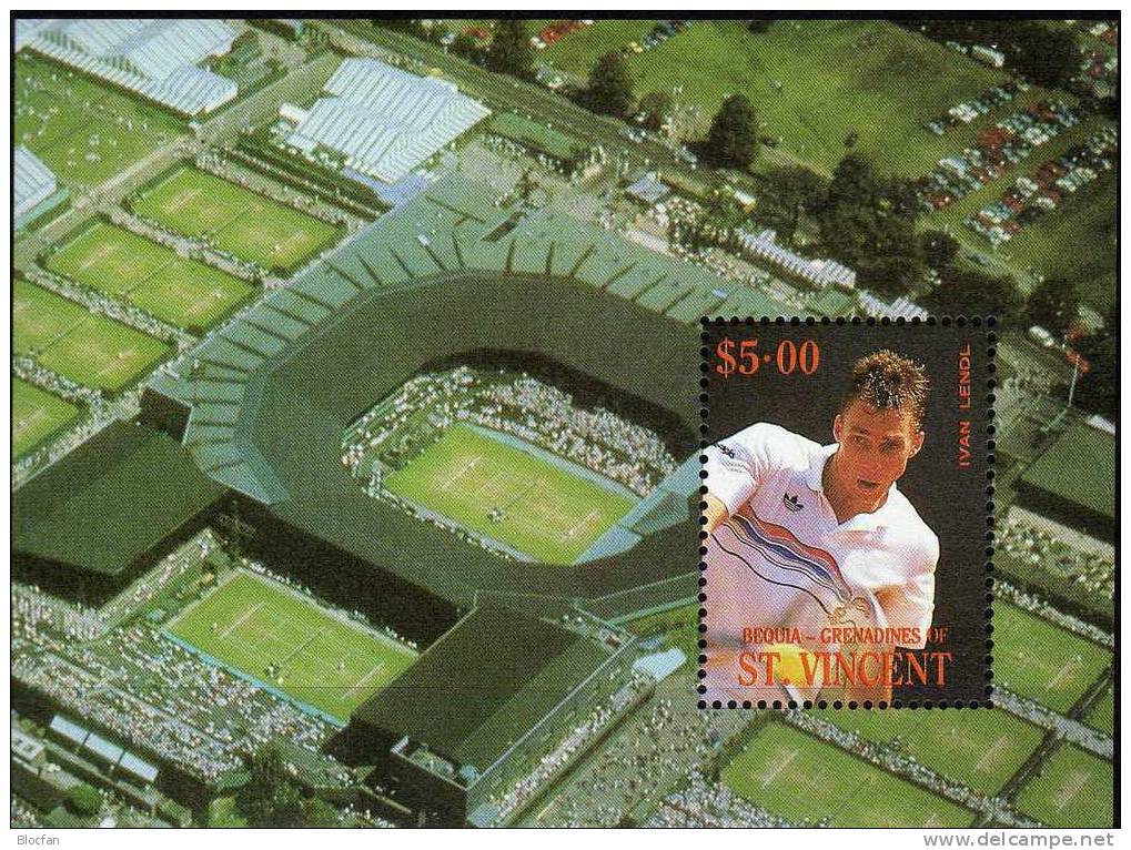 Tennis-Spiel 1988 Grenadinen Of Vincent 711+Block 10 ** 21€ Tennis-Spieler Ivan Lendl Spielwiese Bloque Sheet Bf Caribic - Tennis