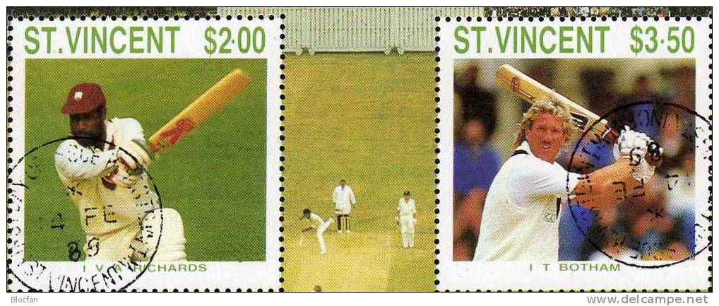 Cricket - Play St. Vincent Und Grenadinen 1128/9 As Bloc 59 O 7€ Cricket-player And Stadion - Cricket