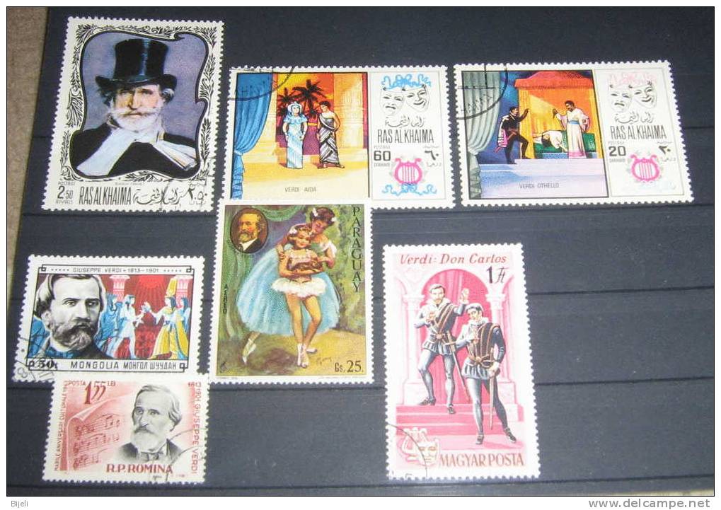Composer  Giuseppe Verdi, 7 Stamps - Música