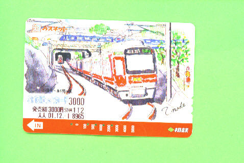 JAPAN - Orange Picture Rail Ticket/Train As Scan - World