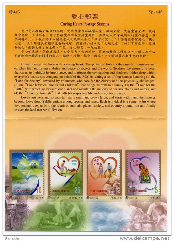Folder 2003 Love Stamps Wheelchair Disabled Challenged Paper Kite Heart Family Cat Dog Water Chess - Behinderungen