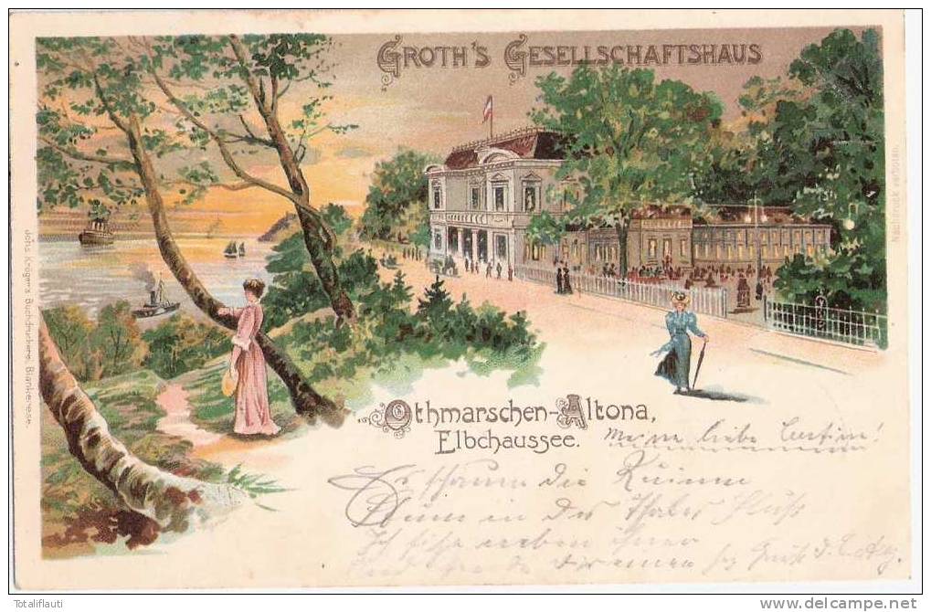 Hamburg Altona Color Litho Groths Gesellschaftshaus 20.5.1901 Gelaufen - Altona