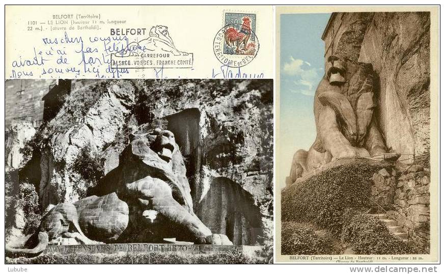 Belfort - Le Lion (2 Karten)    1920 / 1952 - Lions