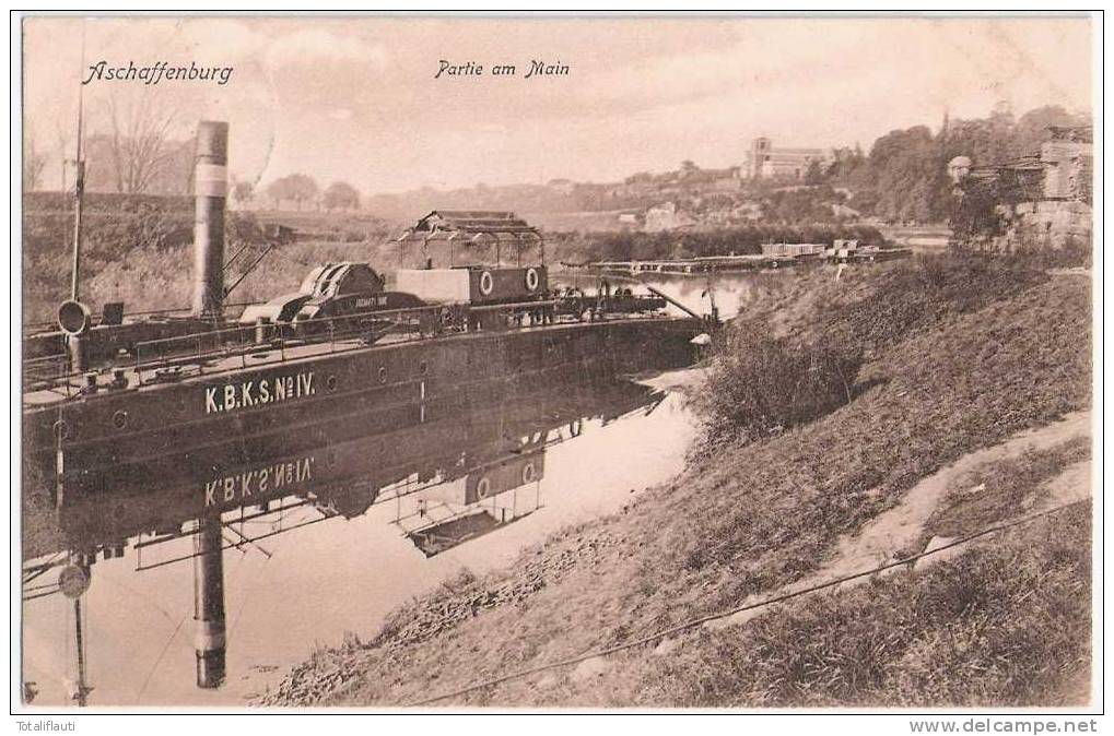 Aschaffenburg Franken Partie A Main Flußbau Bagger 1907 - Aschaffenburg