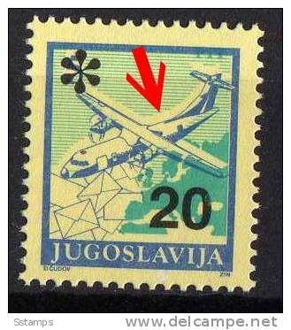 U-70  JUGOSLAVIA AEREI ERROR PRINTING COLOR BLUE MOVED NEVER HINGED - Geschnittene, Druckproben Und Abarten