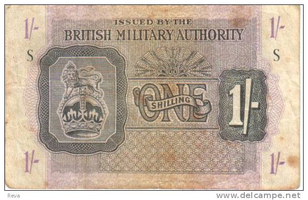 UNITED KINGDOM 1 SHILLING PURPLE LION EMBLEM FRONT & MOTIF BACK  ND(1940's)? PM? READ DESCRIPTION !! - Autorità Militare Britannica
