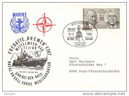 GERMANY 1988 NATO / BUNDESMARINE  COVER - NATO