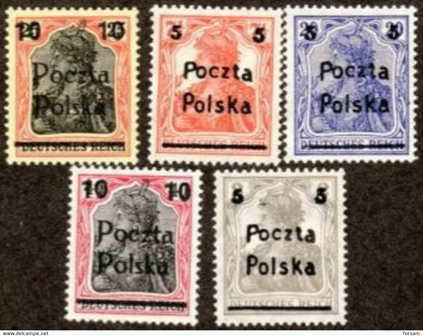 POLAND..1919..Michel # 130-134...MLH...MiCV - 55 Euro. - Ungebraucht