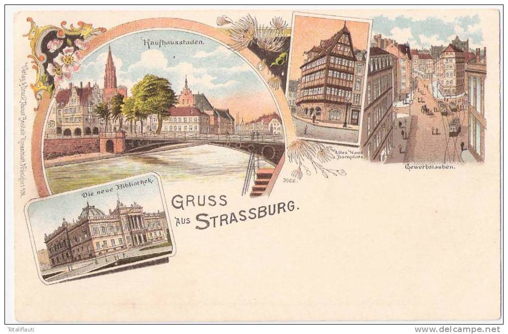 Strasbourg Col Litho Alsace Gewerbslauben Kaufhausstaden Ungelaufen - Elsass