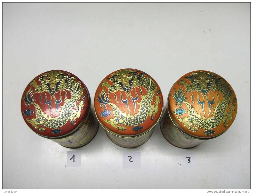 Lot De 3 BOITES Métal CAFE SUCRE / DRAGONS En Relief - Dosen