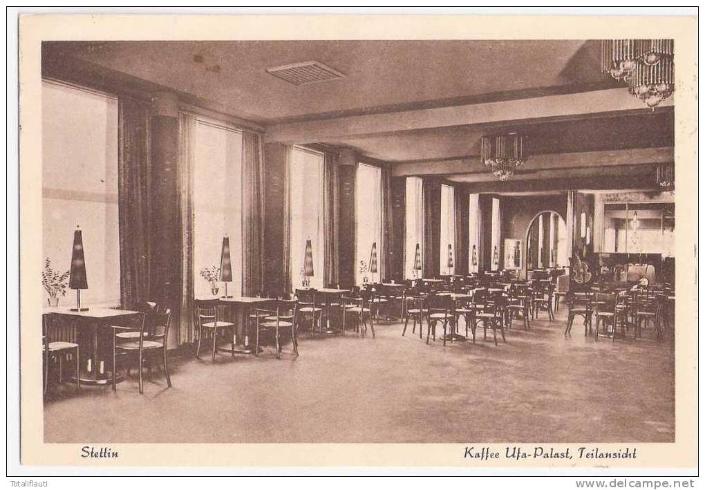 Stettin Kaffee UFA Palast Innen Szczecin 24.3.1930 Gelaufen TOP-Erhaltung - Pommern