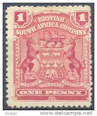 BSAC. Rhodesia 1898. 1d Rose (p.15). SACC 69(*). - Autres & Non Classés