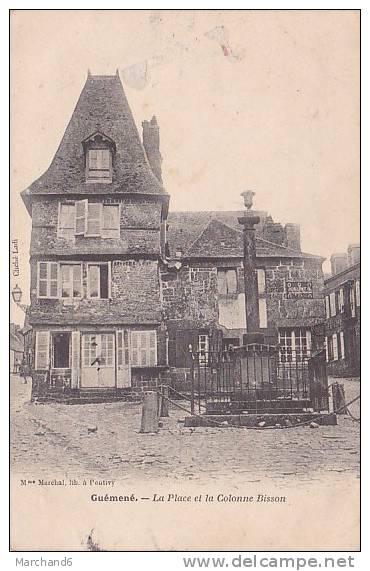 56 MORBIHAN GUEMENE LA PLACE ET LA COLONNE BISSON - Guemene Sur Scorff