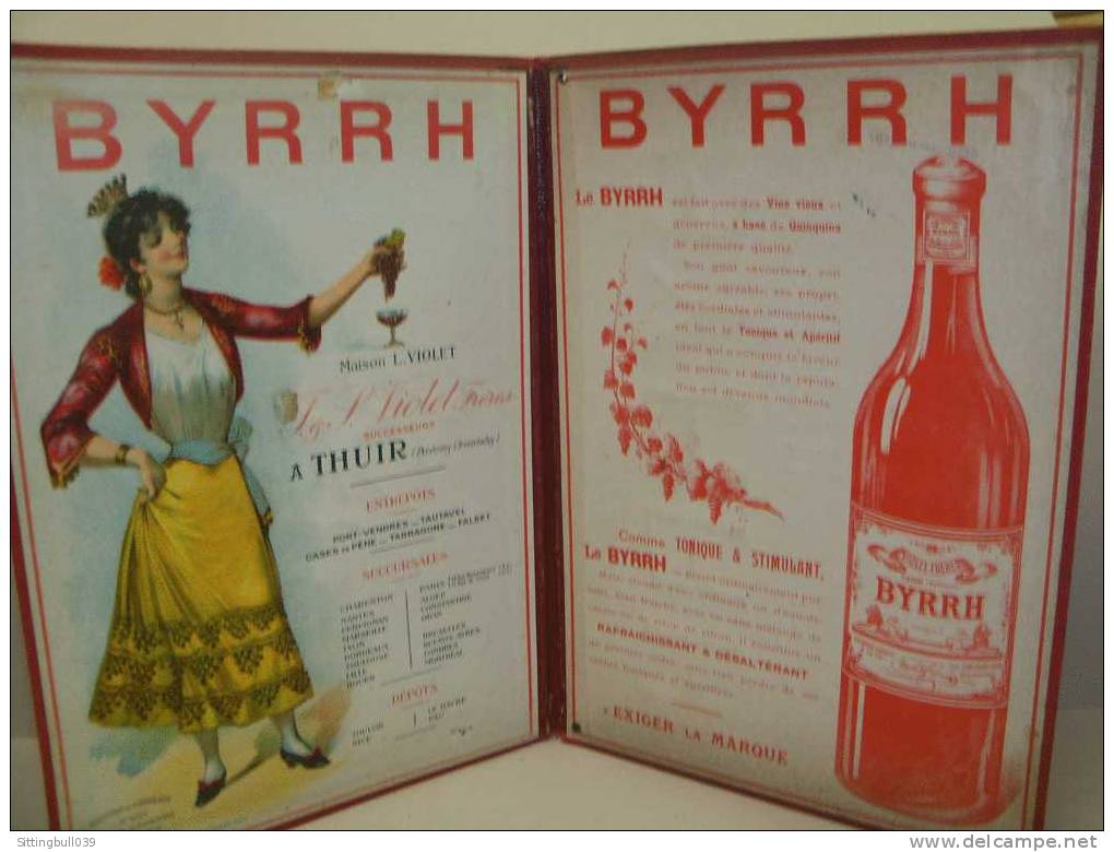 PUB BYRRH. Porte-Menus. Maison L. VIOLET à THUIR (Pyrénées Orientales). Années 30 - Alcohols