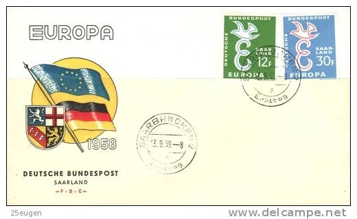 SAAR 1958 EUROPA CEPT FDC / SAARBRUECKEN 2f / - 1958