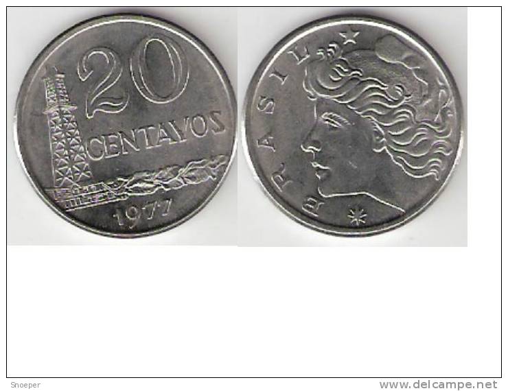 Brazil 20 Centavos 1977  Km 579.1a  Unc  !!!!!  * - Brésil