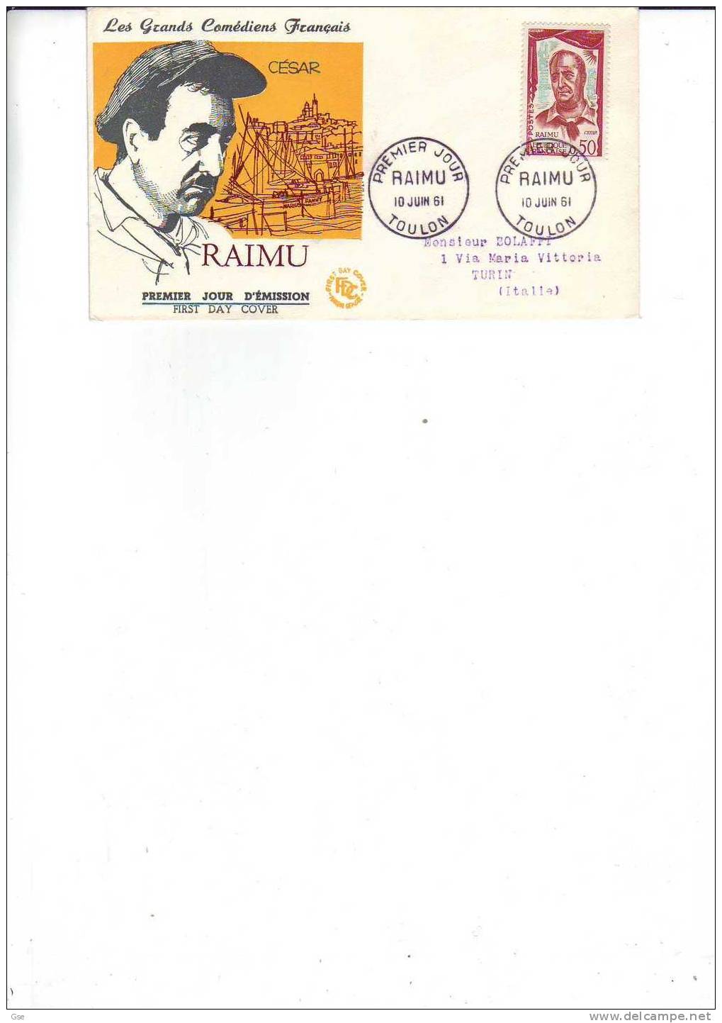 FRANCIA 1061 - Yvert 1304 - FDC Annullo Speciale - RAIMU - Theatre